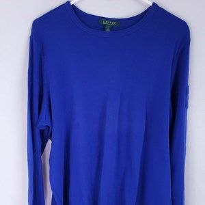 Lauren Ralph Lauren Women's Plus Size 2X Blue Sweatshirt Top Long Sleeve Pocket